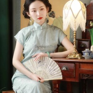 2025 retro traditional jacquard luxury qipao chinoiserie stand collar daily improved qipao gentle classical graceful dress h007