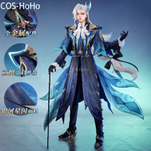 COS-HoHo Genshin Impact Neuvillette Judge Game Suit Gorgeous Handsome Uniform Cosplay Costume Halloween Party Outfit Men