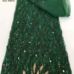 Green African Big Stones Lace Fabric 2023 High Quality 5 Yards Nigerian French Groom Tulle Lace Material For Wedding Party Dress