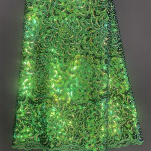 Hot Sale Latest Organza Sequence Lace Fabric 2024 High Quality African Lace Fabric Green Embroidery Net Lace for Wedding Q192-1