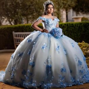 Customized Blue Trendy Quinceanera Dresses for Girls Beading Off the Shoulder Appliques Ruched Vestidos De 15 Quinceanera