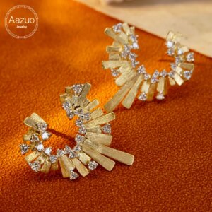 Aazuo 18K Yellow Gold Real Diamonds 0.70ct Popularity Heart Shape Stud Earring Fine Jewelry Gifted For Women Engagement Party