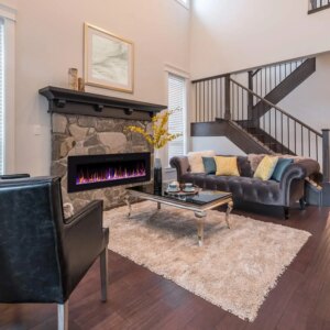 Electric Fireplace in-Wall Recessed and Wall Mounted 1500W Fireplace Heater and Linear Fireplace with Timer/Multicolor Flames