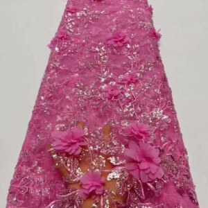 Latest African 3D Flower Lace Fabric 2024 High Quality Groom Lace Material French Nigerian Lace Fabrics For Women Party Wedding
