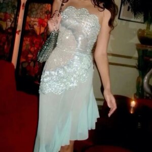FATAPAESE Customized Evening Gown Asymmetrical Skirt Dress Strapless Neckline Beaded Georgette Sleeveless Speicial Party Dress