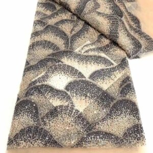 Luxury Beads Mesh Lace Fabrics Lace Nigerian African Tulle 2025 French Tulle Beaded Net Lace for Women Evening Dresses Sewing
