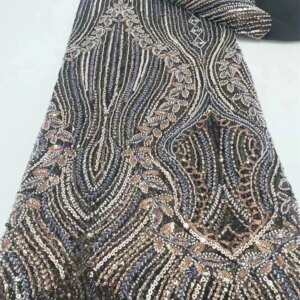 Fashion Luxury African Groom Sequins Lace Fabric High Quality 2024 Heavy Beads Embroidery French Tulle Lace Nigerian Wedding
