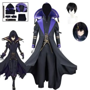 Anime The Eminence in Shadow Cid Kagenou Cosplay Costume Black Windbreaker Uniform Cloak Halloween Makeup Ball Costume