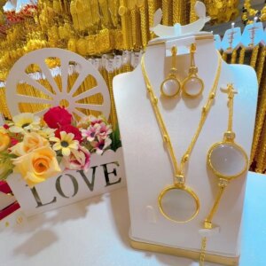 Europe Dubai New 24K Gold Plated Necklace Earrings Bracelet Romantic Party Gift Wedding High End Jewelry Set for Lovers YY10588