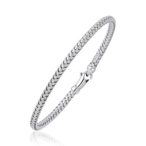 Fancy Weave Bangle in 14k White Gold 3.0mm