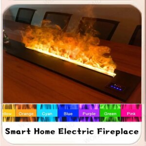 New 3D Atomizing Fireplace Color Flame Humidifier Atomizing Smart Indoor Electric Water Mist APP Remote Control Steam Fireplace