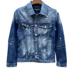 Men’s denim jacket Italian 100 chareiha dsq 1902 denim shirt text graffiti splicing street punk fashion denim trend for men gift