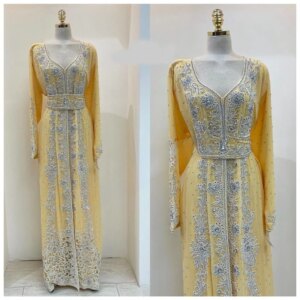Moroccan Dubai Bedded Work African Attire Bridesmaid Women Stitched Dress