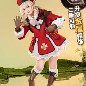 Actuals Cos Genshin Impact Klee Lovely Loli Women’s Clothing Cosplay Anime Game Costume Fell Set