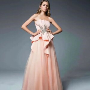 Strapless Dubai Prom Dress Sleeveless Evening Dress With Floor Length Summer Women Wedding Party Gowns 2024CL-709