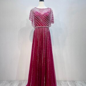 Temperament dinner beaded tassel evening dress plus size wedding mom dress