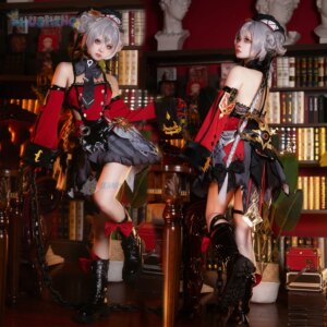 Game Genshin Impact Fontaine Cosplay Costume Hat, Belt, Gloves, Accessories, Halloween Party, Sexy and Gorgeous Dress Woman Set
