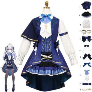Anime Virtual YouTuber Higashi Yukihasu Cosplay Costume Blanche Fleur Halloween Blue Lolita Dress Wig Cute Christmas Suit 2025
