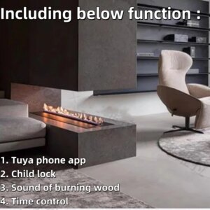 tuya wifi 1000 mm L bio ethanol kamin electric fireplaces rectangle bioethanol burner
