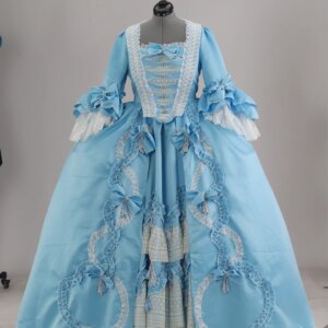 Robe a la francaise 18th century costume reenactment women blue rococo dress gown