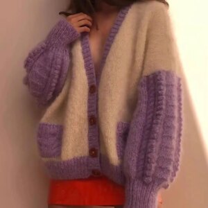 2025 Spring and Autumn New Zealand Internet celebrity with the same mohair cardigan jacket high-end sweater jacket for women