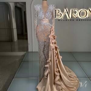 2025 Luxury Pearls Evening Dresses Mermaid Designer Formal Occasion Dresses For Women Vestidos Para Mujer Celebrity Dresses