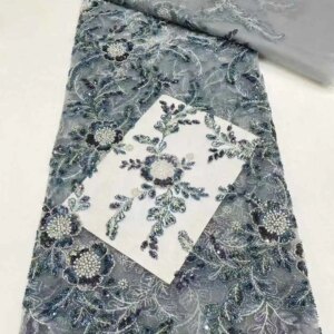 Hand Made Luxury Fabric Beaded Lace Fabric 2025 African Tulle Lace French Lace Fabric Nigerian Fabric For Party Wedding Sewing