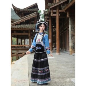 New Buyi Miao’ S Clothing Girlish Style Cover Ethnic Characteristics Trip Shoot Embroidery Suit Tujia