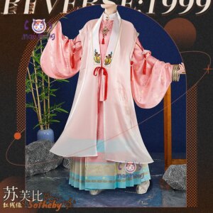Game Reverse:1999 Sotheby Cosplay Red line edge Costume Halloween party Chinese style Hanfu accessories props wig Woman Man set