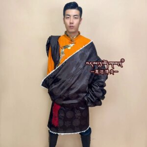 Men’s Tibetan Costumes Popular Clothing Series Casual Winter Artificial Wool Fleece-lined Traditional Robe New