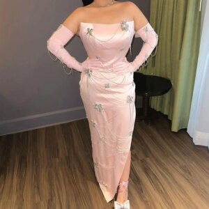 Muloong Strapless Floor-Length Women Elegant And Pretty Luxury Prom Dress