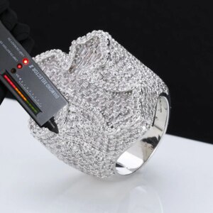 Hip Hop Fashion Cross Style Moissanite Cuban Ring Real 925 Sterling Silver VVS Diamond Cross Ring For Men And Women
