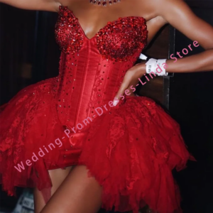 Sexy Sequined Beading Sweetheart Tiered Mini Formal Evening Dresses Birthday Party Prom Gowns Customized
