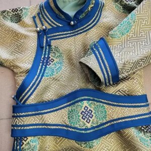 Chinese Mongolian Men Robe Spring Gown Traditional Daily Embroidery