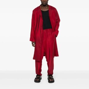 YOJI OOAK original design men’s abstract printed silk pants scar pattern straight leg casual pants for men