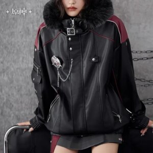 Anime Game Genshin Impact Wriothesley Theme Impression Series Cosplay Cotton Jacket PU Hooded Jacket Halloween Play Official