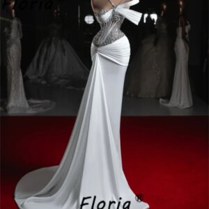 Elegant Fashion White Mermaid Wedding Dress Customized Pearls Crystal Sleeveless Bridal Vestidos robe de mariée Special Designer