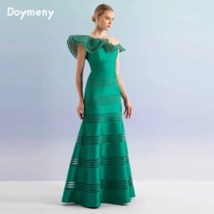 Doymeny One Shoulder Mermaid Prom Dresses Sleeveless Pleat Ruched Floor Length Evening Gowns Formal Dress vestidos de festa