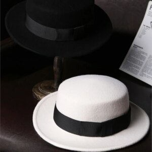 Take coat windbreaker white flat hat men and women’s top pure felt