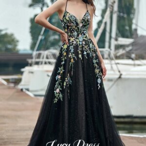 Line A Floral Fabric Wedding Dress Evening V-neck Party Robe De Soiree Femmes Dress Customized for Formal Occasions Luxury Prom