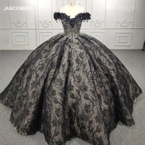 Luxury Black Quincearera Dress Off The Shoulder Organza Strapless Sequins Long Ball Gown For Women Vestido De Festa Mulher Luxo