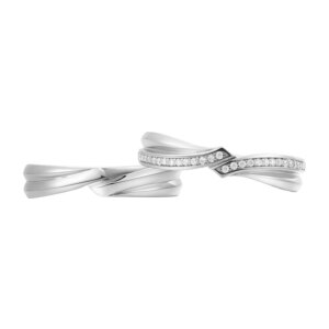 Custom Designer PT950 Platinum Convection Design Ring Set with Lab-Grown Diamonds – Unique Couples Engagement & Wedding Rings