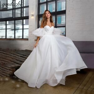 Customized Elegant Empire Strapless A-Line Organza Simple Backless Wedding Dresses 2025 Sweep Train Bride Gown vestidos de novia