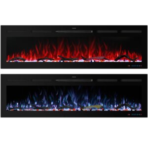 Wall-mounted And Recessed 72 Inch Electric Fireplace, Multi Flame Colors Smart APP Control And Alexa Control Function