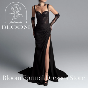Bloom Customized Spaghetti Straps Sweep Train Floor Length Backless Detachable Sleeve Sweetheart Elegant Luxury Evening Dress