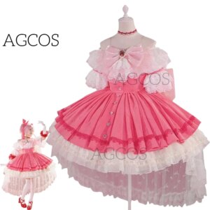 AGCOS Kaname Madoka Cosplay Anime Puella Magi Madoka Magica Cosplay Costume Woman Pink Dress Walpurgis Night Kaname Madoka Cos
