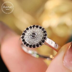Aazuo Original Jewelry 18K White Gold Yellow Gold Real Natural white&Blacck Diamonds 0.40ct Ring Gift for Woman Engagement Party