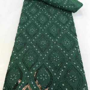 Green Luxury Beaded Chiffon Cotton Lace Fabric 2024 Latest African Lace Fabric For尼日利亚 Bridal Wedding Party Dresses 5Y Q76-1