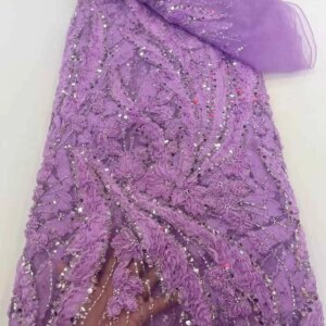 Purple African Mesh Groom Lace Fabric 2025 High Quality French Sequins Lace Fabric Nigerian Lace Fabric For Wedding Women Dress