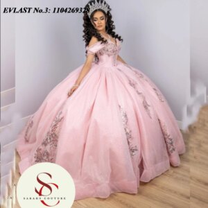 EVLAST Customized Glitter Pink Quinceanera Dress Ball Gown Floral Applique Beading Corset Sweet 16 Vestido De 15 Anos E3Q488